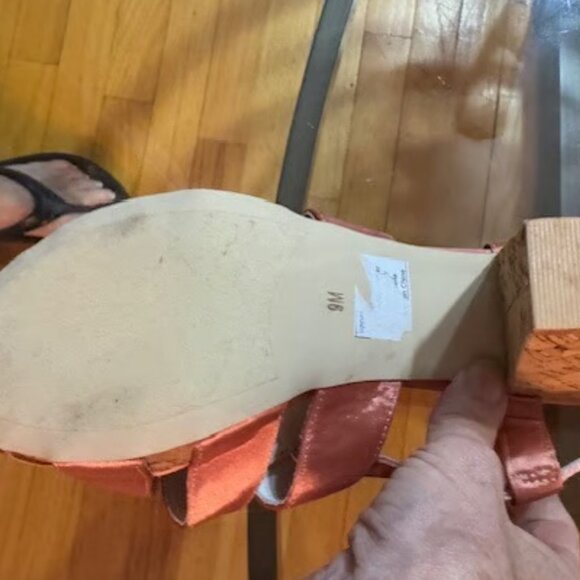 Jeffrey Campbell Pink Satin Cork Platform Sandals Sz 9 - Good Condition - Picture 6 of 6